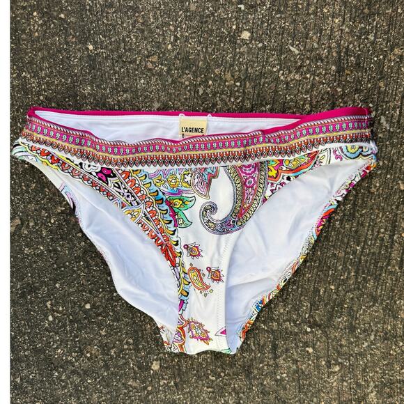 L'AGENCE Nicole Bright Paisley Bikini Bottoms Size Medium - Picture 9 of 10
